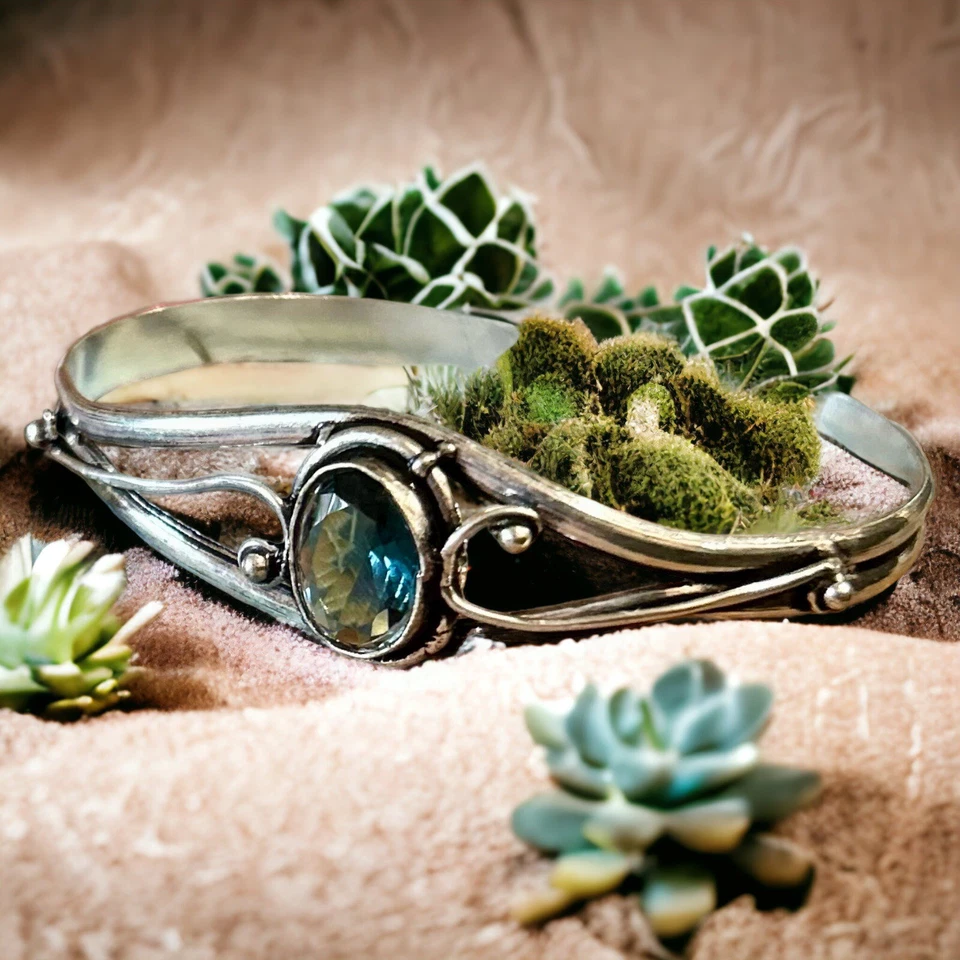 Labradorite Cuff Bracelet 925-SS Gift Handmade Adjustable - Image 2 of 4