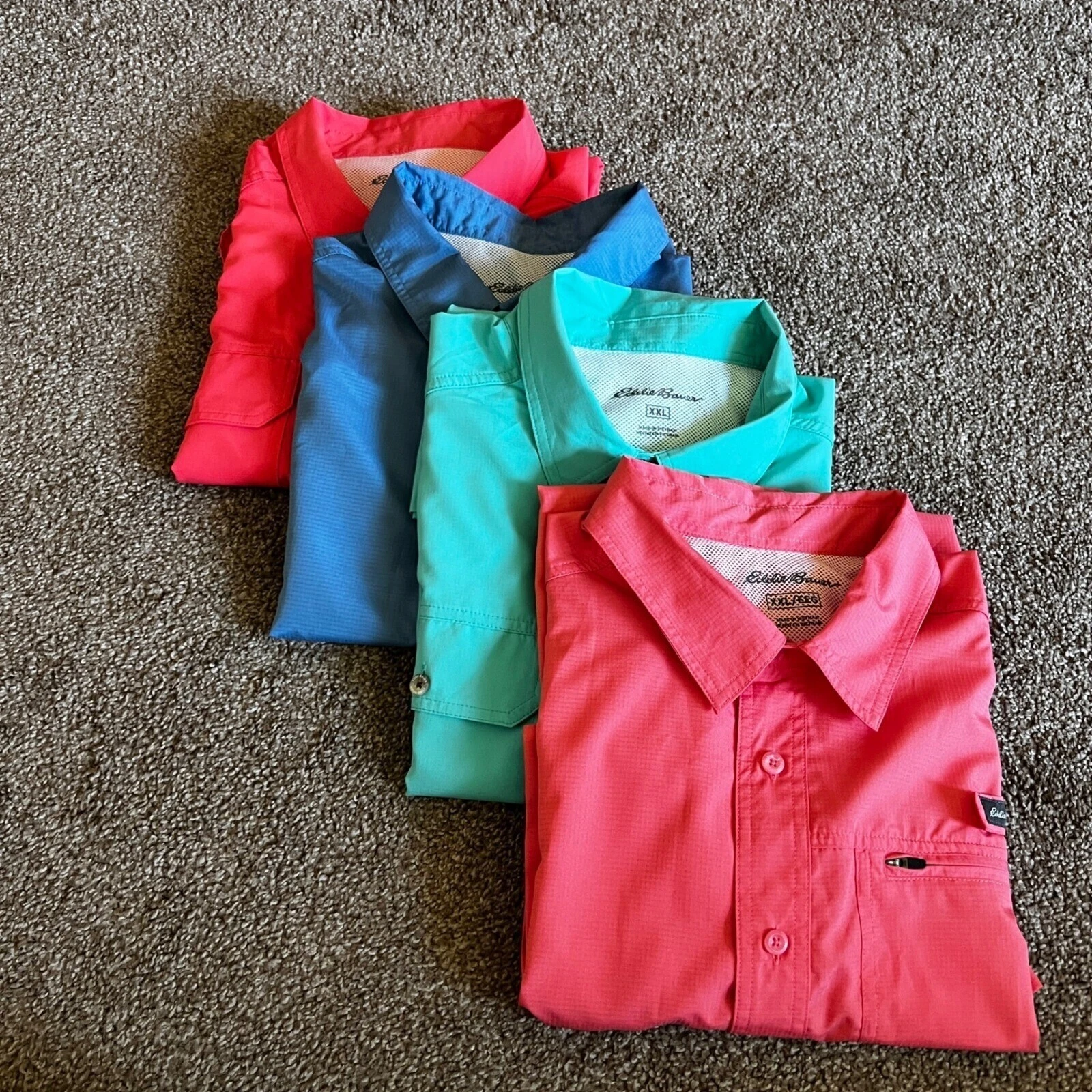 Eddie Bauer Short Sleeve Fishing Shirt Vented Quick Dry Button Up XXL Lot 0077