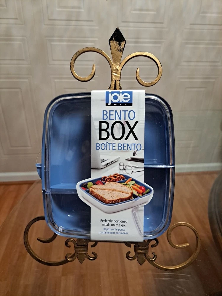 Joie Bento Box Perfectly Portion Meals On The Go Container Clear White / Blue Joie Bento Box Perfectly Portion Meals On The Go Container Clear White / Blue