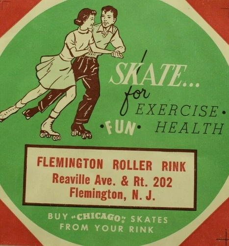 1930-50's Flemington Roller Rink, NJ #2 Roller Skating Label &B
