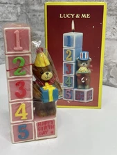 Vintage Birthday Candle Lucy & Me Growing Up Candle First 5 Years Pink 1981 NIB