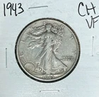 1943 WALKING LIBERTY SILVER HALF DOLLAR~ CH VF~NICE COIN~ 90% SILVER