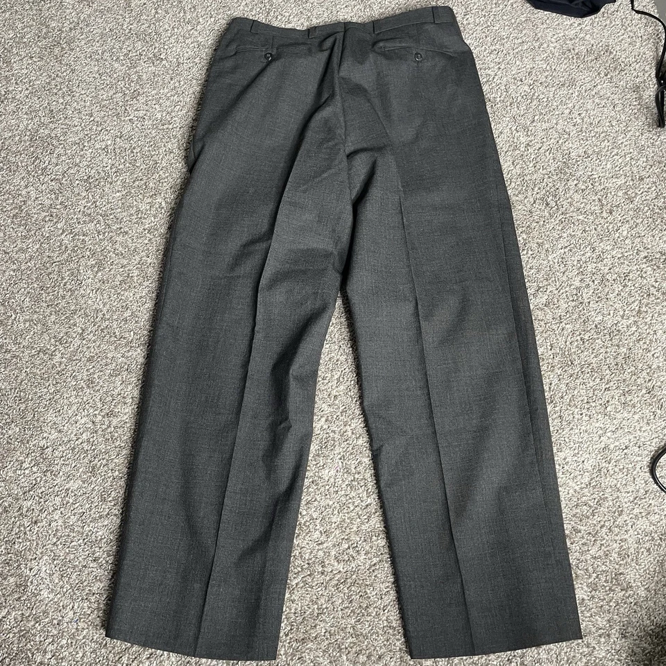 De Colección Ralph Lauren Pantalones Para Hombres 36x32 Gris Carbón Lana Frente Plano Vestido Preppy Usado en Excelente Condición Foto 4 de 4