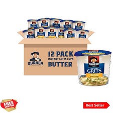 Instant Grits, Butter Flavor, Breakfast Cereal 1.48 Ounce Pack of 12