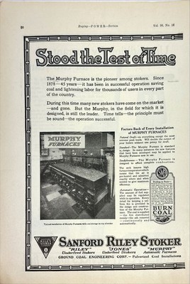 Sanford Riley Stoker Co., Murphy Furnaces, Burn Coal 1923 Vintage Print Ad