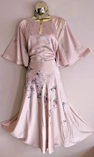 Bnwt Ted Baker Pale Pink Erla Bouquet Floral Long Satin Evening Dress Siz 14 TB4