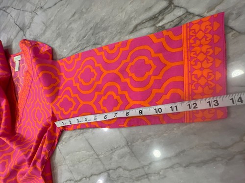Damen Tunika Gr. L rosa/orange karibisch Joe geometrisch V-Ausschnitt 3/4 Arm Urlaub - Bild 11 von 15