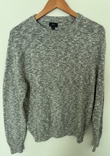 J Crew Sweater Men  s M Pullover Gray White Heathered Knit Crew Neck Preppy