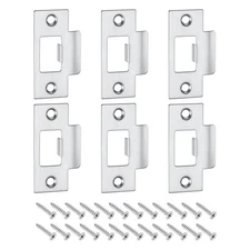 t Door Strike Plate, 6Pcs 70mm x 40mm Door Latch Deadbolt Strike Plate, Silver