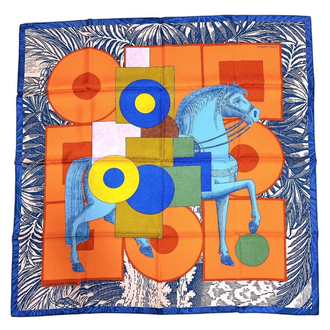 HERMES Silk Scarf 35 Inch Cavalier en Formes Horse Geometric