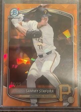 2025 Bowman Draft Chrome Sapphire Sammy Stafura #BDC-187 Orange /25 Pirates