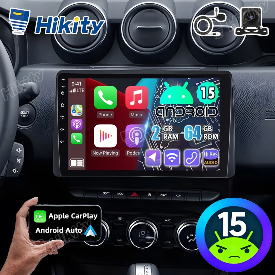 10" 64GB CarPlay Android15 Autoradio für Dacia Duster 2 mit GPS Navi RDS +Kamera - Bild 1 von 4