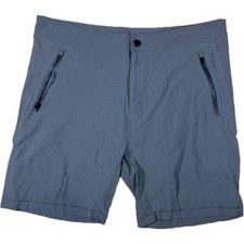 Mack Weldon Mens L Blue Nylon Performance Athletic 4 Way Stretch Shorts Pockets