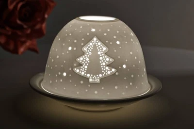 Dome Light 32805 Tannenbaum Weihnachten Teelicht Windlichthalter Deko Porzellan - Bild 1 von 4