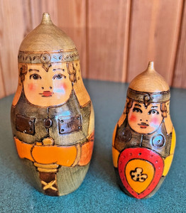 Russian Warrior Nesting Dolls Matryoshka Two levels Folk Art