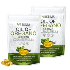Resilia Oil Of Oregano Softgels with Black Seed Oil 6000mg Organic Oregano ...
