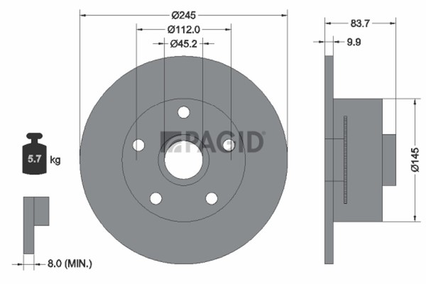 2X Pagid Bremsscheibe 54543NC FüR Audi A4 B5 8D2 Avant 8D5 Hybrid Tdi-image