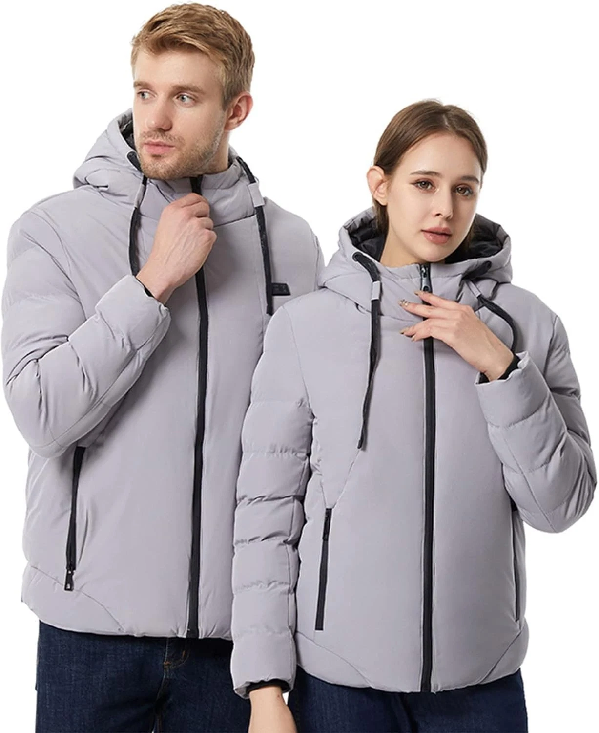 Jacket Mens Size Medium Heated Gray Electric Thermal USB Winter Coat