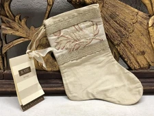 Handmade MINI STOCKING From Antique Textiles by B-VIZ Pearl w Metallic L47