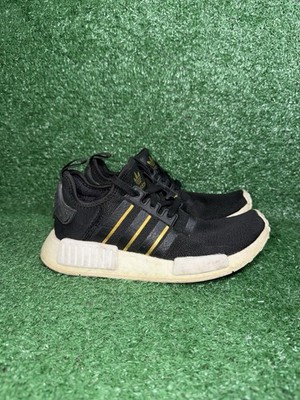 Adidas Womens Size 6.5 NMD R1 Black Gold Running Shoes Comfort Working Sneakers