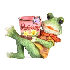 Sungmor Succulent Pots Home Garden Resin Funny Frog Statue Decorative Flower Pot