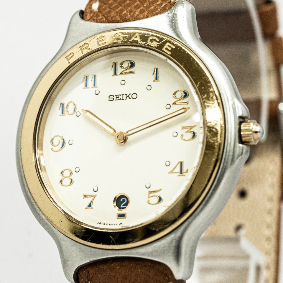 *NEAR MINT w/Box* Vintage 1999 SEIKO Presage 5E39-6A20 Quartz Two-Tone 35mm Mens - Image 4 of 4