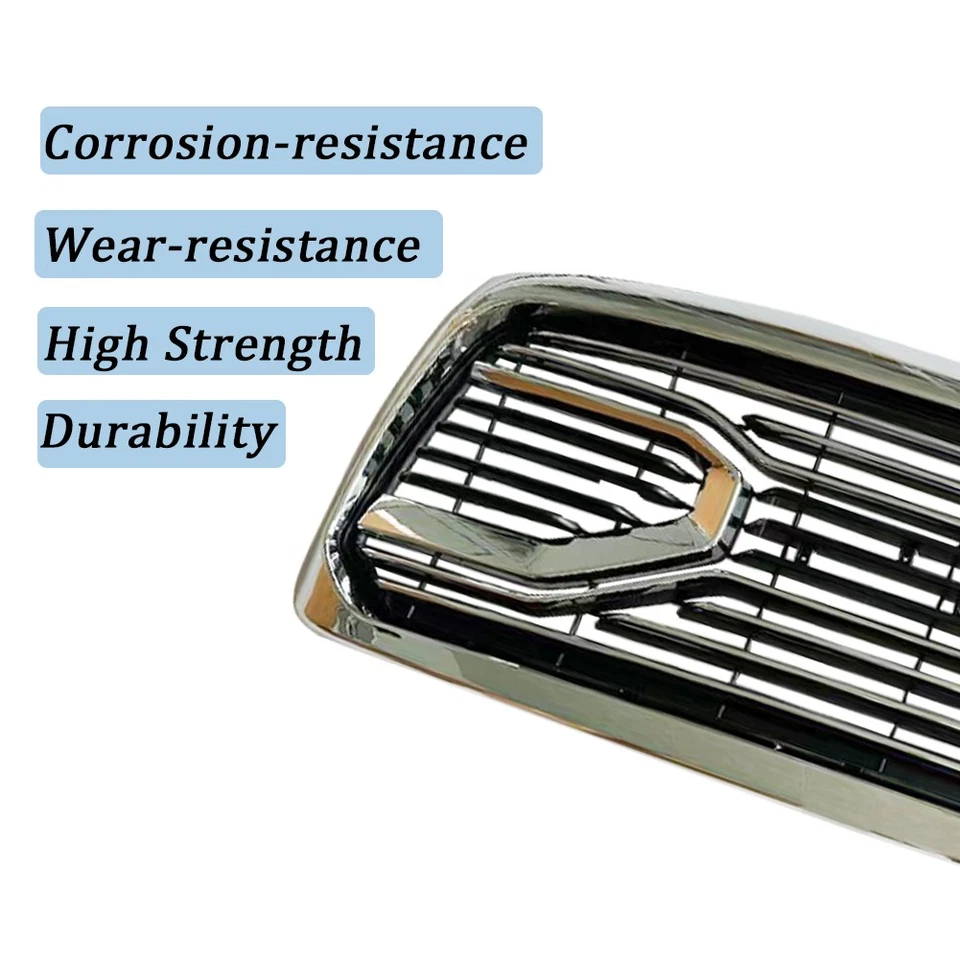 Chrome Front Grille For Ram 1500 2002-2005 Mesh Style Bumper Grill w/3 LED Light Foto 4 de 4