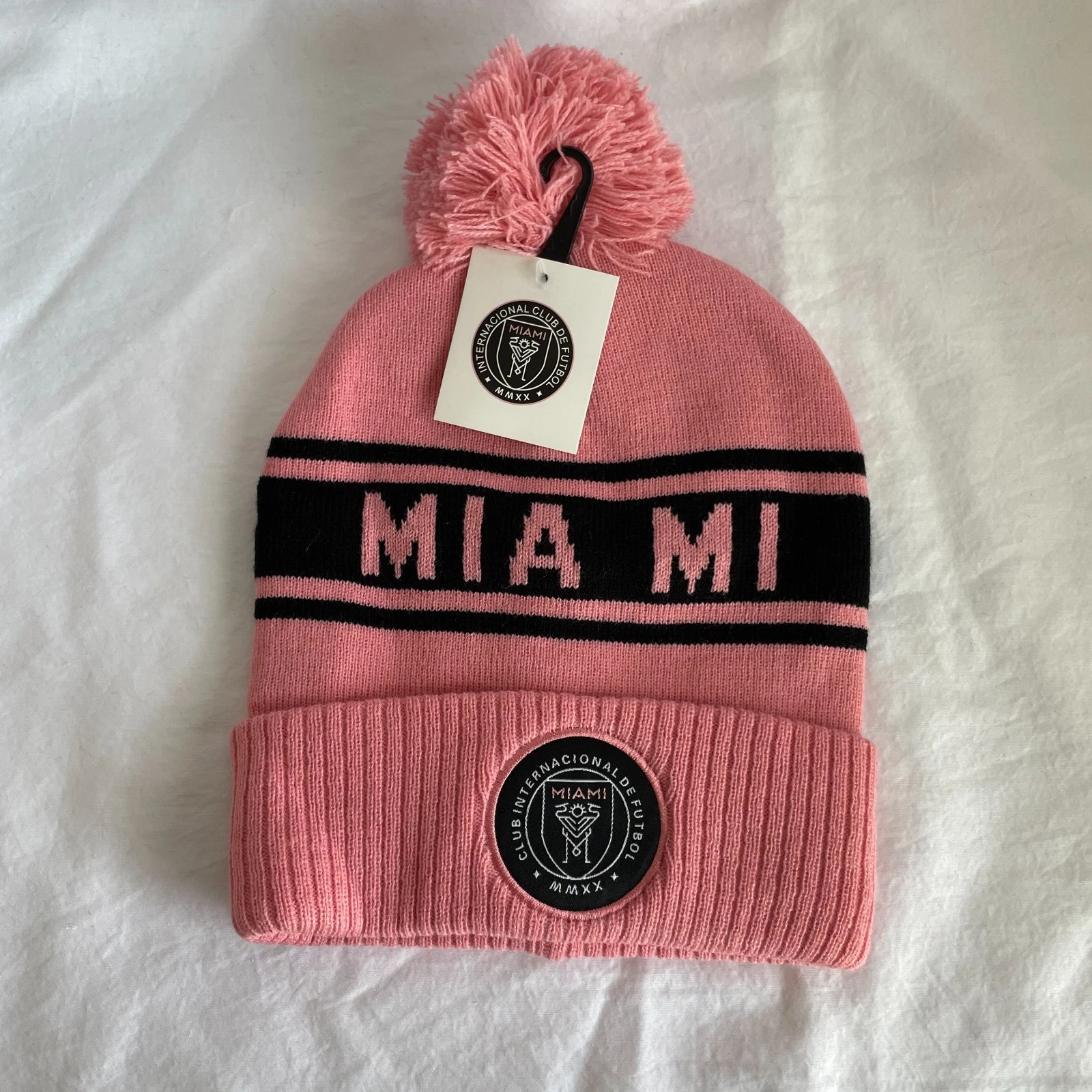 Inter Miami Pom/Cuffed Pink/Black Beanie