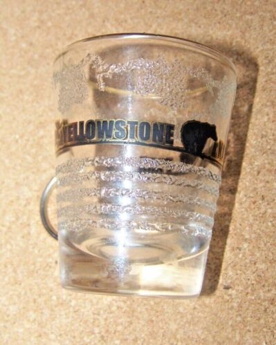 Yellowstone National Park shot glass clear shotglass raised frosted-like designs - Picture 1 of 11