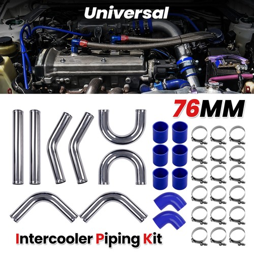 8x Kit de tuberías intercooler de aluminio universal de 3" pulgadas + manguera de silicona + abrazaderas - Imagen 3 de 12