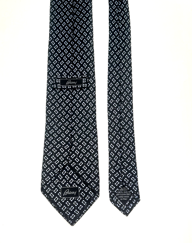BRIONI SILK Neck Tie Mens Black White 60 x 3.5 100% SETA- SILK Handmade in ITALY - Picture 17 of 19