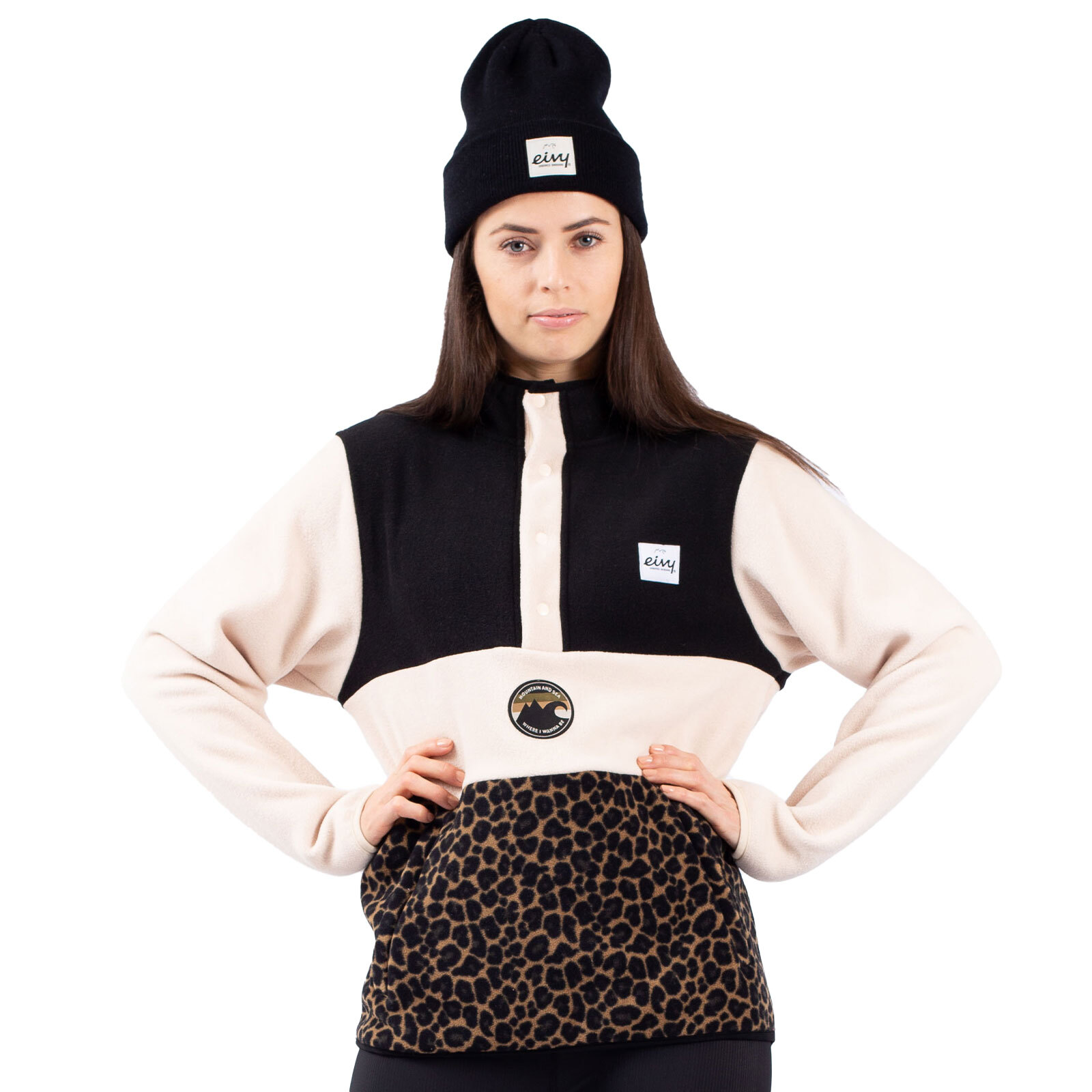 Eivy Mountain Polar Jersey de Mujer Sudadera Suéter Medio Capa Camiseta Leopardo
