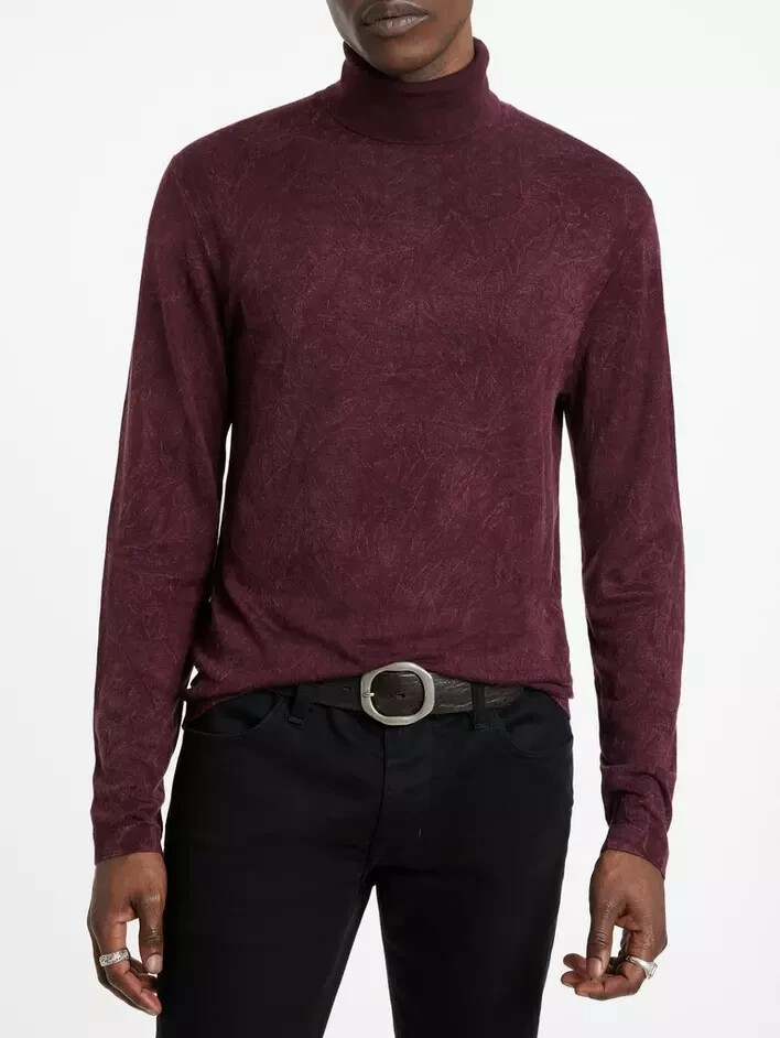 ジョン NWT $298 John Varvatos Osborne Turtle Neck In Dark Plum Size