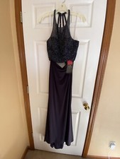 NWT Alyce Paris two piece sleeveless jewel collar prom dress Navy/Charcoal