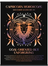 Capricorn Horoscope Zodiac Sign Poster with Hanger or Download, Zodiac Wall Art