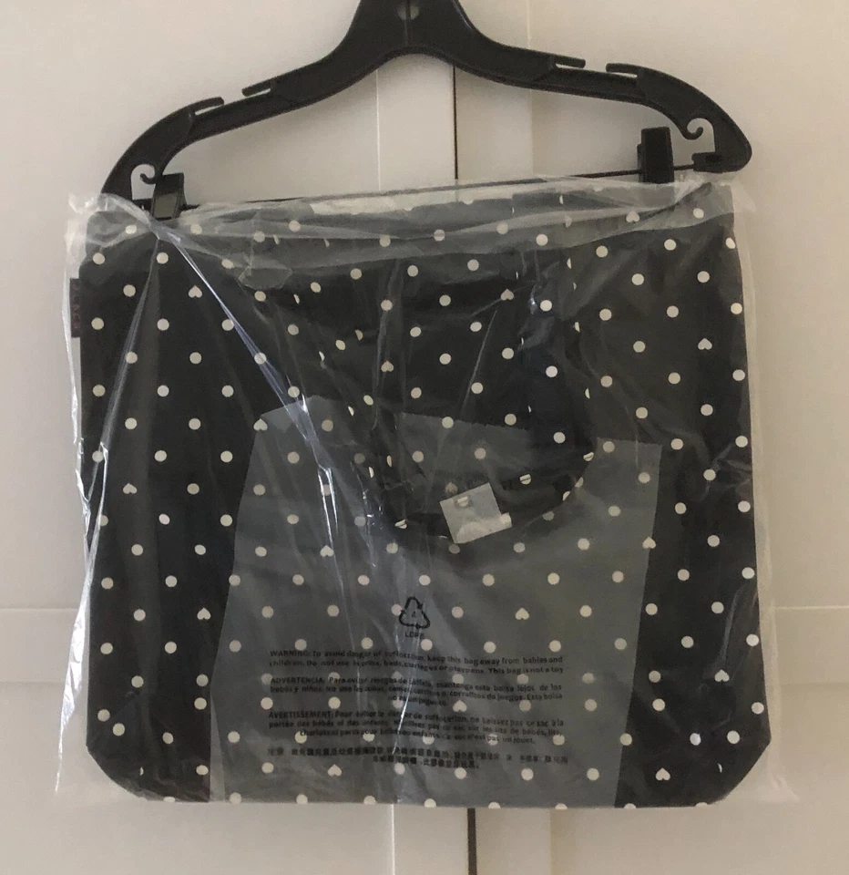 J. Bolso de Mano Crew de Lona Lunares y Corazones Azul Marino/Marfil Nuevo Foto 4 de 4