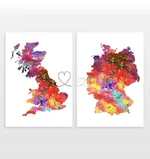 Britain & Germany - Set of 2 - Watercolour Travel Print