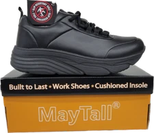 Work Slip Resistant Women Wide Shoes Black Comfort Cushioned Insole MayTall 2601
