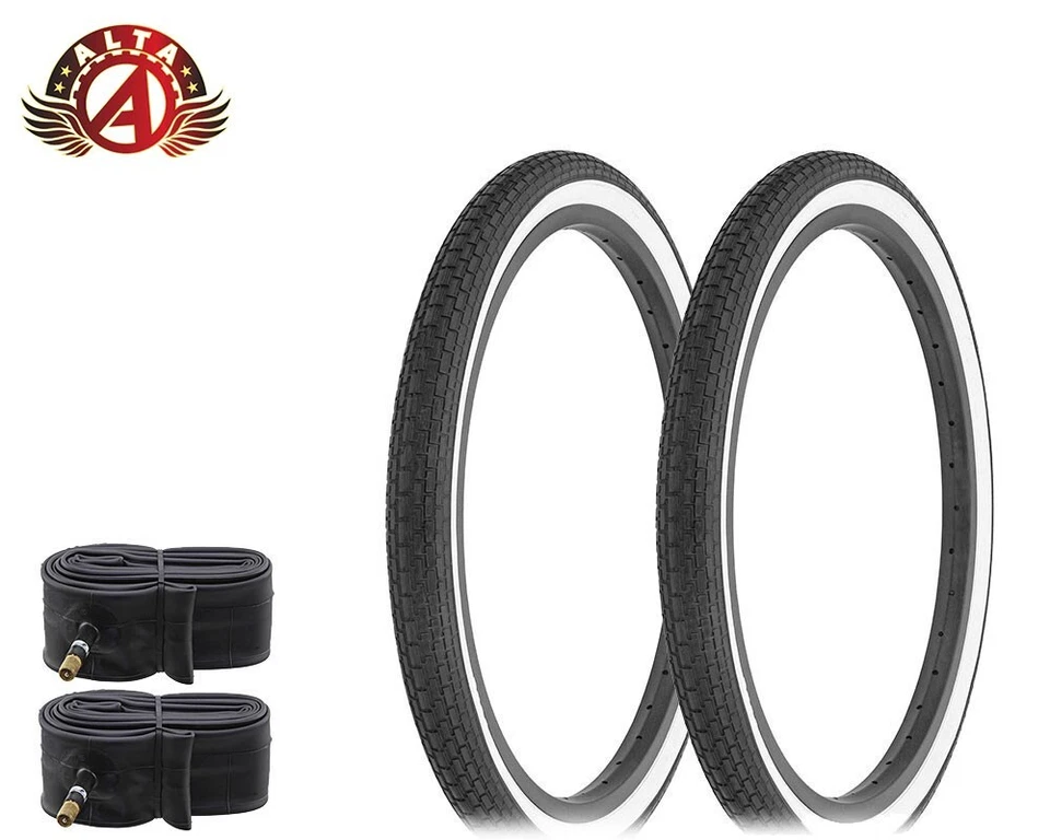 ALTA Bicycle 20" x 1.75" Black/White Wall Small Brick Tread (2) TIRES &TUBES.