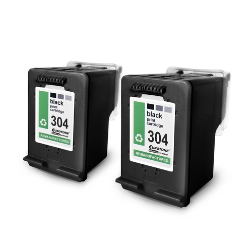 2x Eurotone per Cartridge Black Replaces HP N9K08AE N9K08A 304XL 304 XL