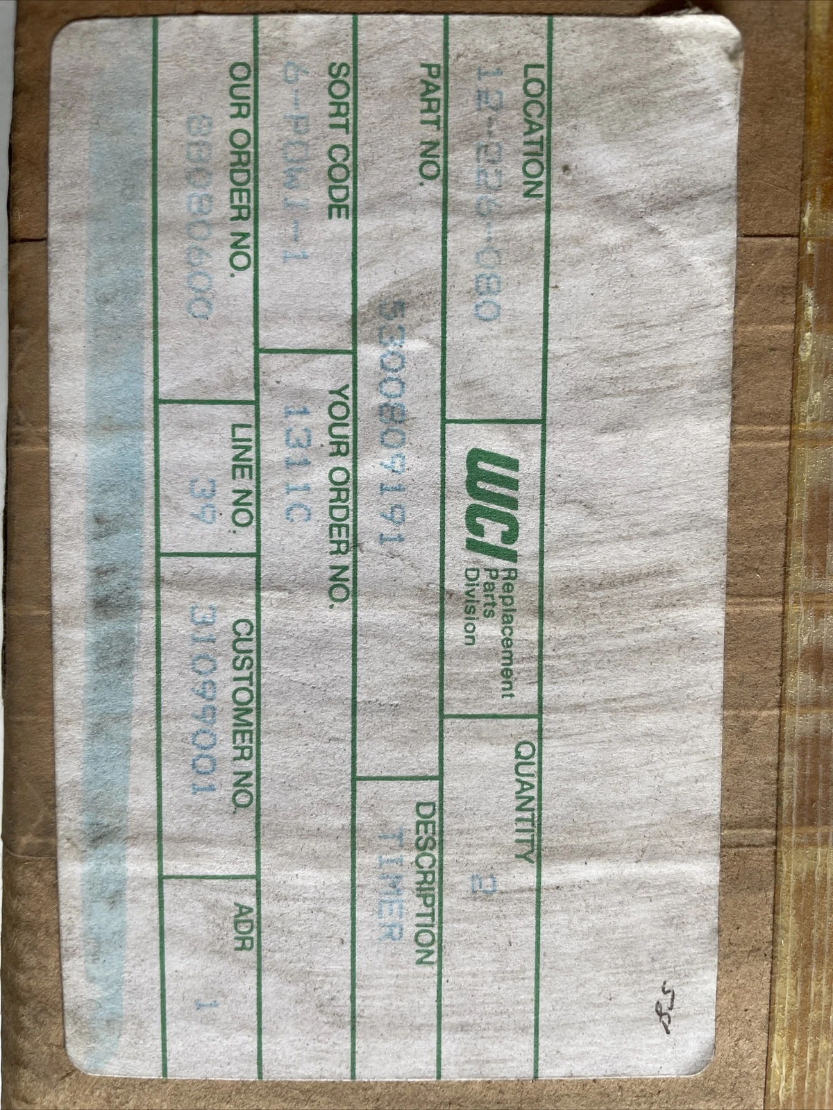 New In Box Vintage WCI 5300809191 Timer
