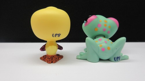 LITTLEST PET SHOP #2356 2357 GLITTER DUCK & SPOTTED FROG POOL FLIPPERS COMPLETE - Picture 7 of 12
