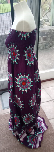 Ocean Club Purple Patterned Strapless Beach/Maxi Dress UK Size 12 - Picture 2 of 4