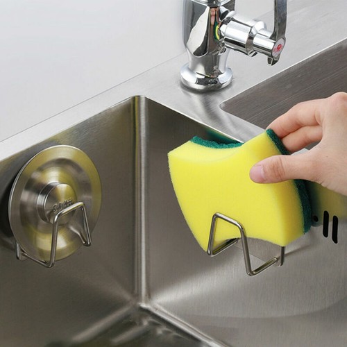 Adhesive Sponges Holder Sink Caddy For Kitchen Accessories Stainless Steel - Picture 2 of 13
