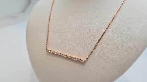 Collier barette en Or rose 18 carats sertie de diamants naturels Poids: 2.77 g - Picture 5 of 6