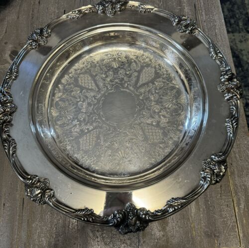 Antique King George III Silver Plated 14” Footed Serving Platter