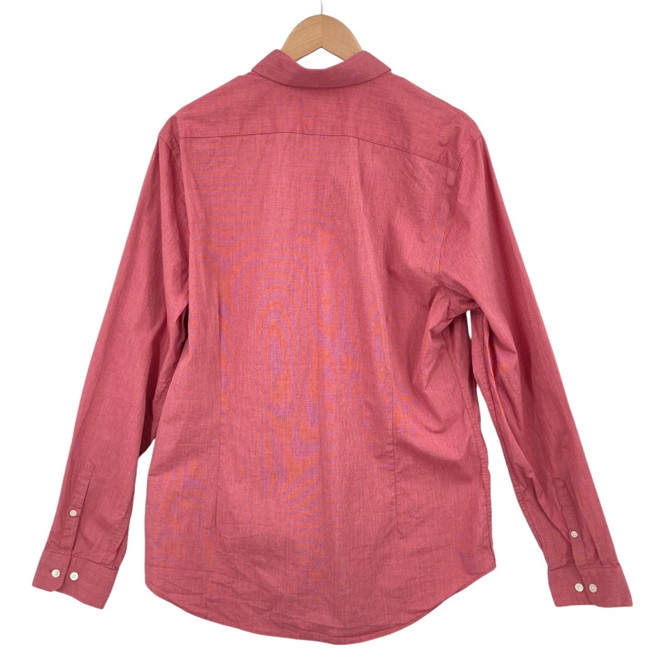 Camisa de vestir Express para hombre grande rosa ajustada manga larga cuello abotonado 1MX Foto 2 de 4