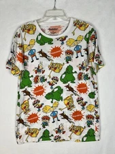 Nickelodeon All Over Print Tee Mens M Shirt Vtg 90s Reptar Catdog Arnold Rocket