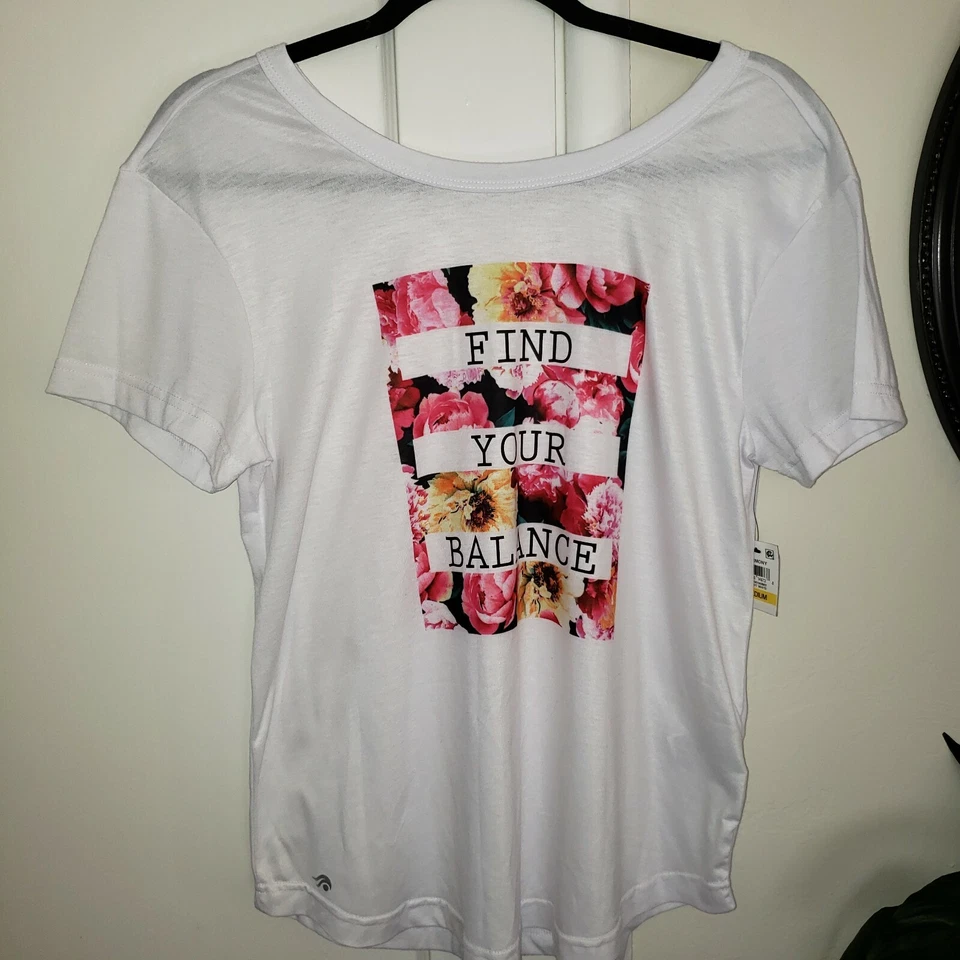 Camiseta Ideology Mujer Encuentra Tu Equilibrio Gráfica Correr Fitness Talla Mediana Foto 3 de 4