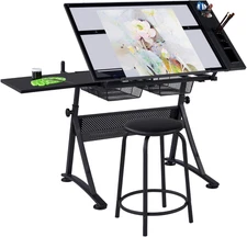 Drawing Table, Art Craft Desk with Adjustable Tabletop, Artist Work Station